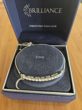 Kohl's Silver-Tone 'Love You to the Moon' Bar Necklace with Crystal Crescent